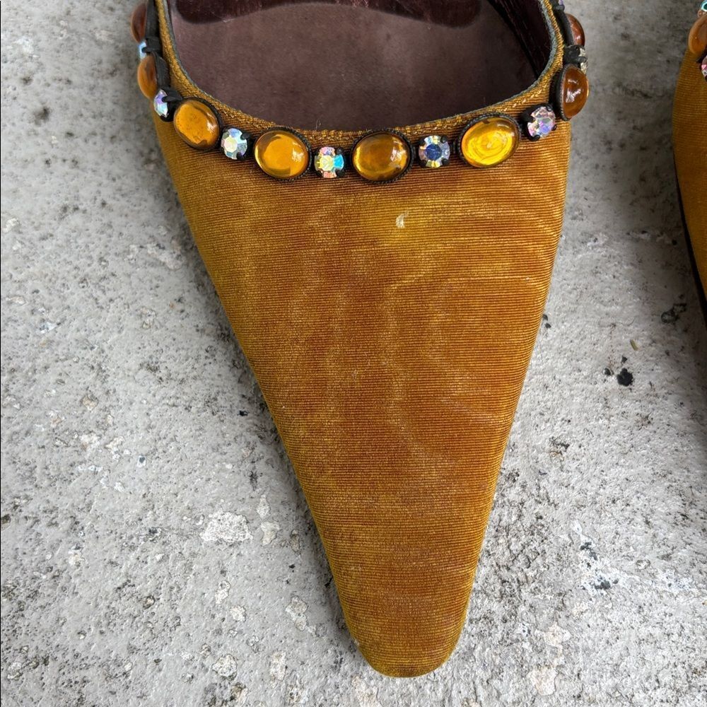 Vintage Giuseppe Zanotti silk and rhinestone mules - Picture 3 of 9